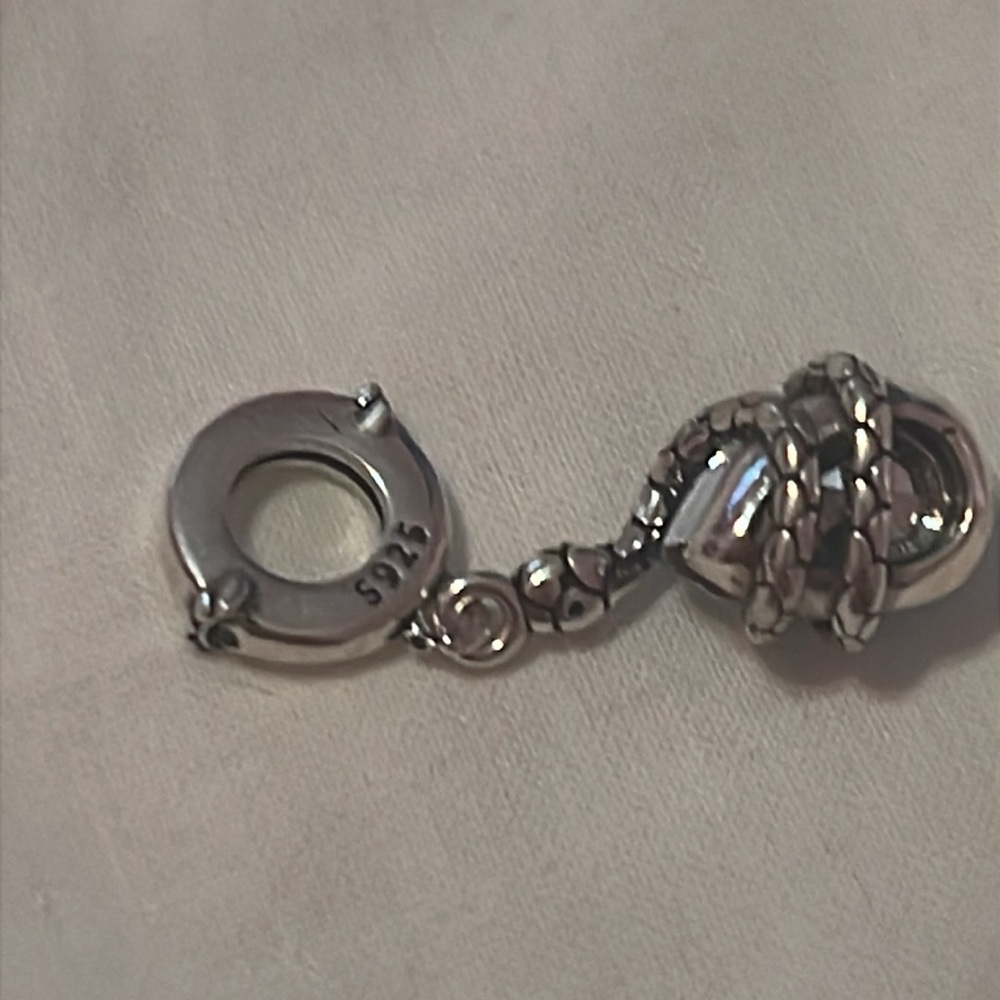 Pandora 925 Sterling Snake Charm w/Blue Gemstone Eyes and an Oval Blue Gemstone - Picture 2 of 6